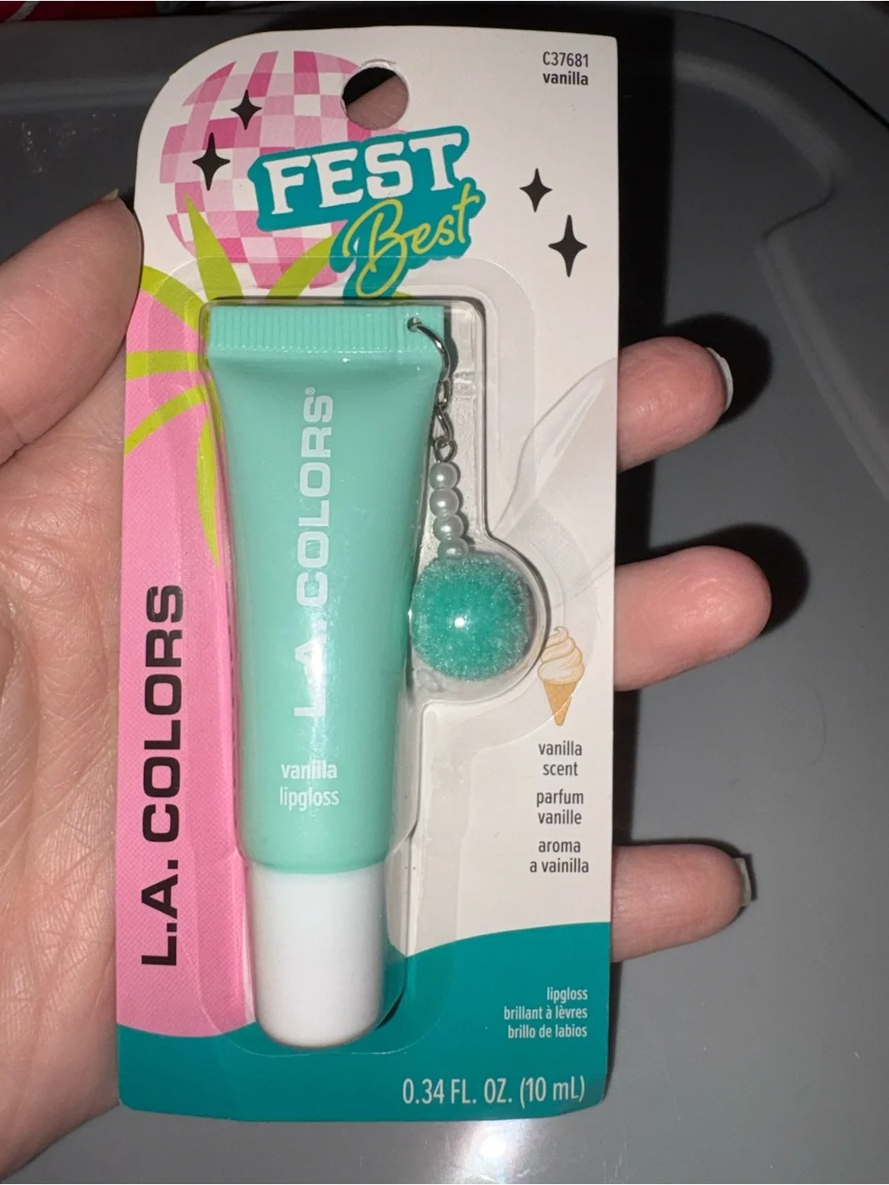 L.A. COLORS Mint Green Fest Best Vanilla Lipgloss with Matching Charm